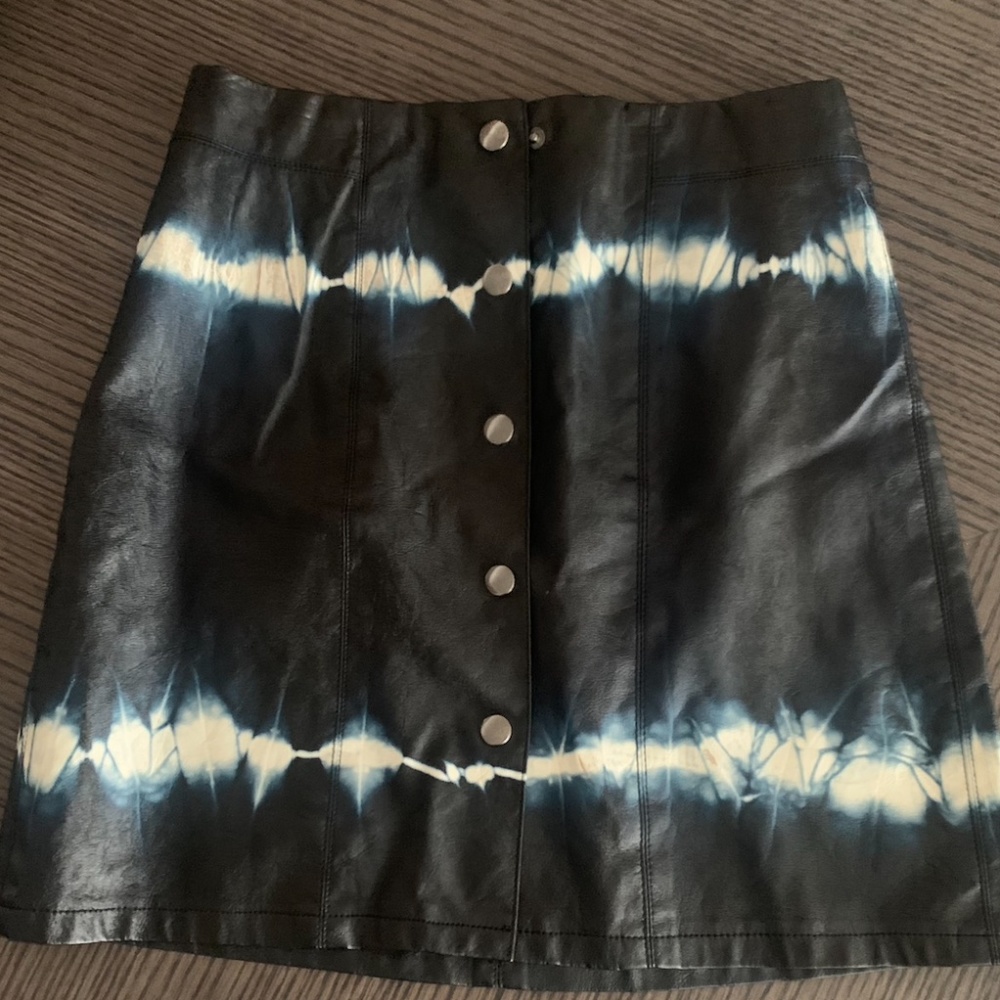 Zara Faux Leather Tie Dye Mini Skirt, XS